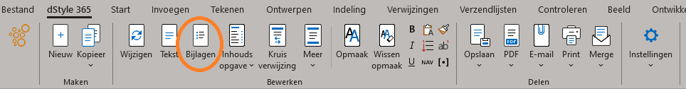 Attachment button in LegalWord365 ribbon