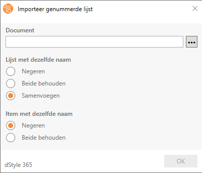 Import attachment list
