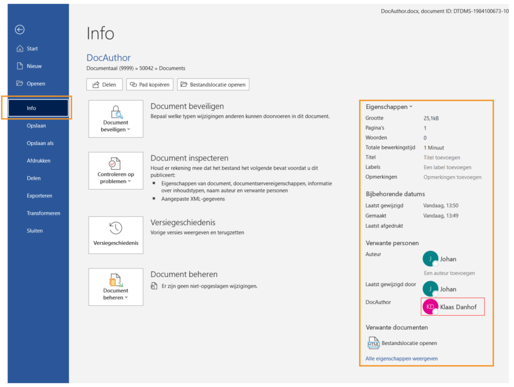 DocAuthor details weergave