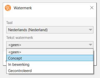 Watermark dialog box