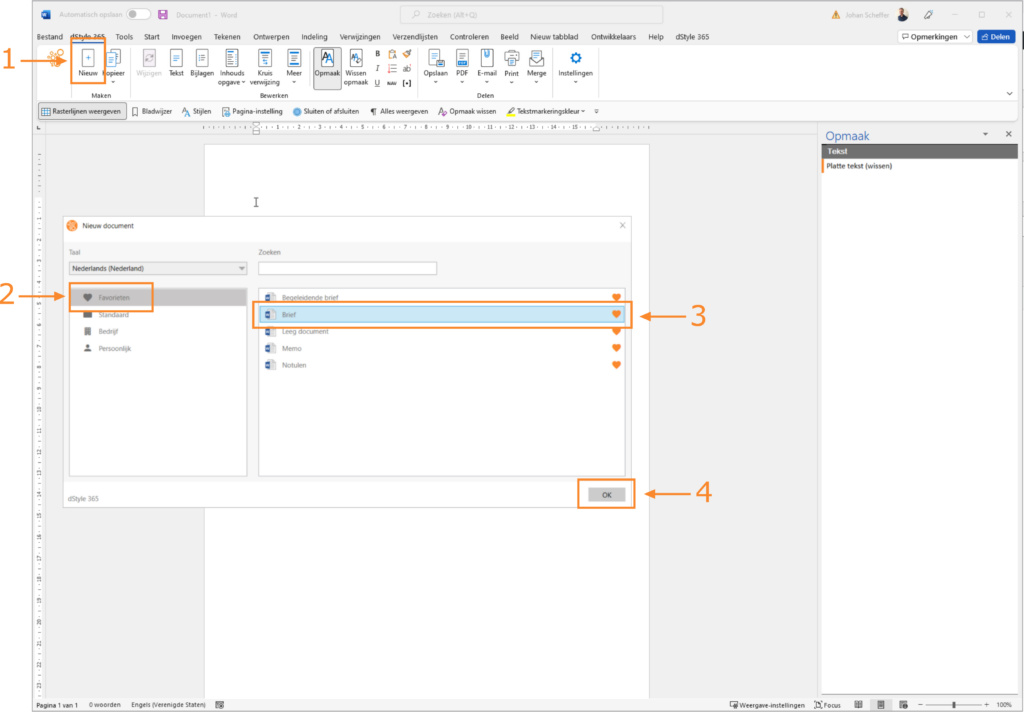 Choosing a template in dStyle365