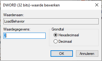 LoadBehavior value 2