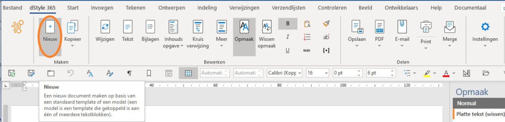 dStyle365 ribbon in Word