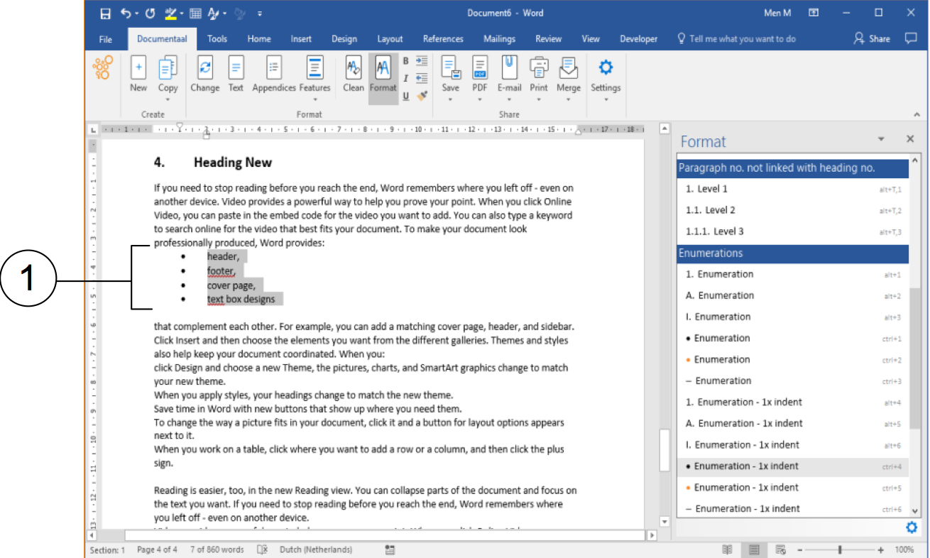 Bulleted list with indentation