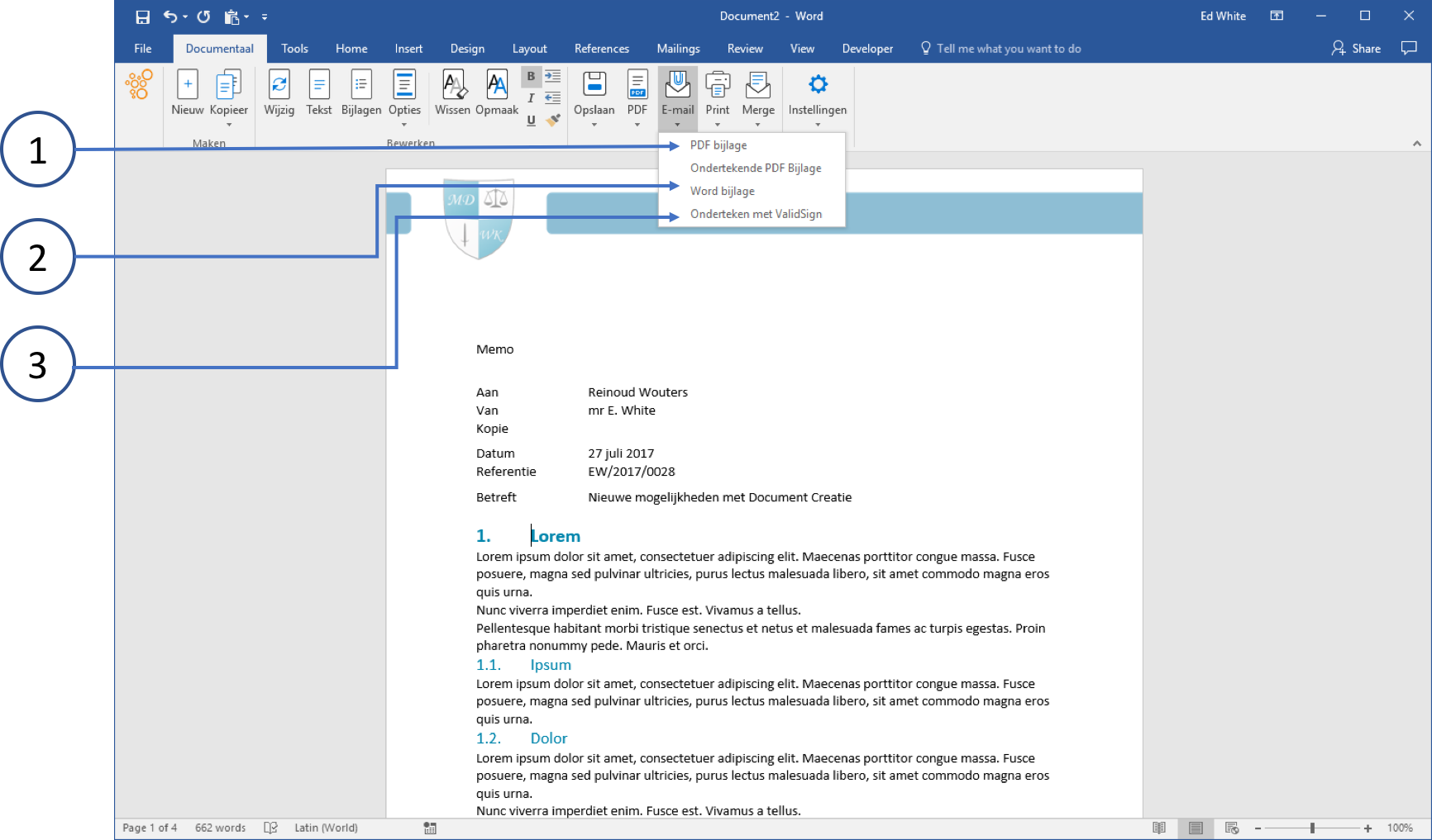 PDF as attachment via email