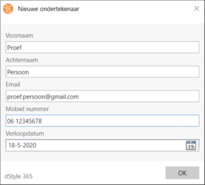 Personal data dialog