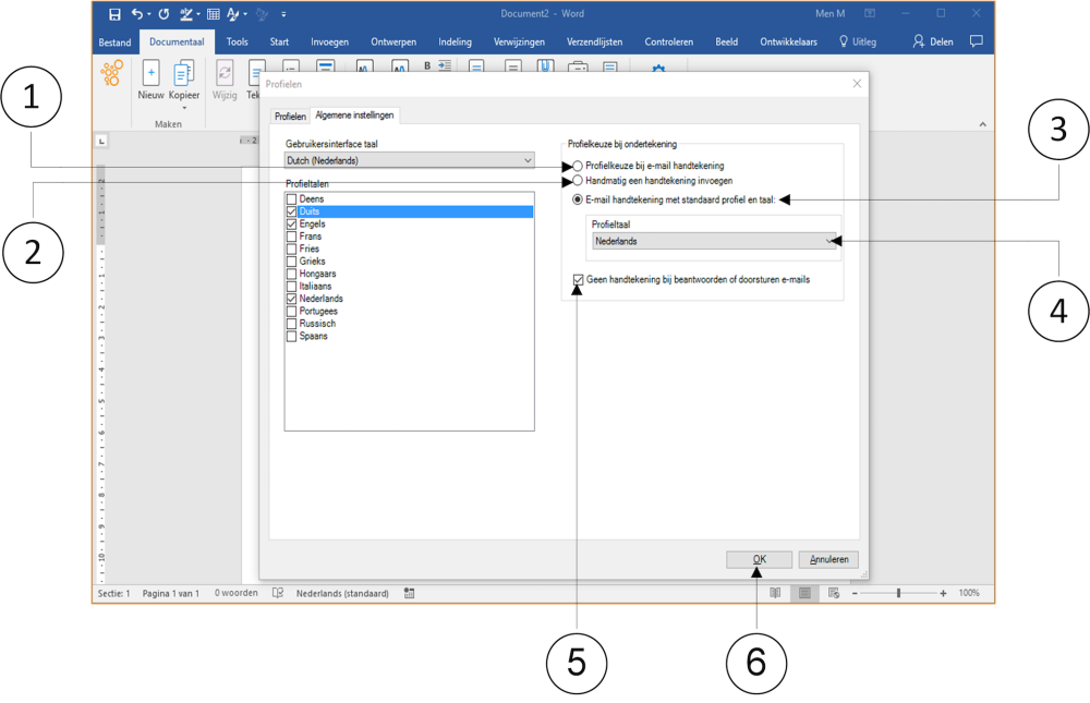 Profielinstellingen voor Outlook