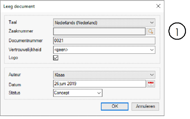 Leeg document venster