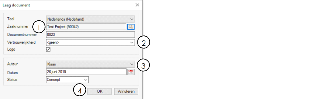 Document instellingen
