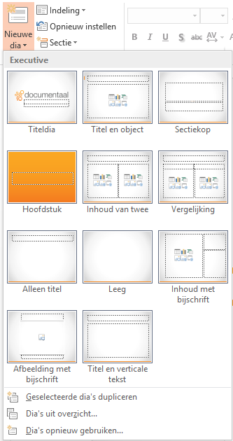 Toevoegen van dia's in PowerPoint