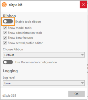 Tools Ribbon activeren stap 3