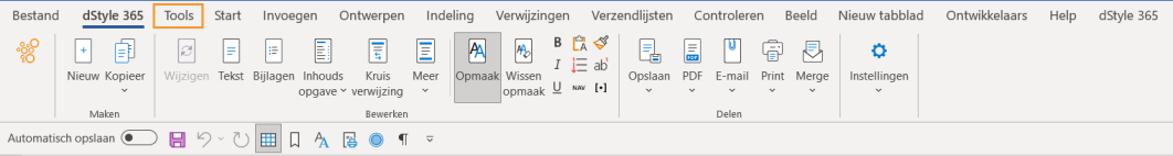 Tools Ribbon activeren stap 5