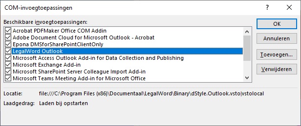 COM add-ins activeren
