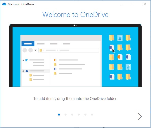 OneDrive instructie scherm