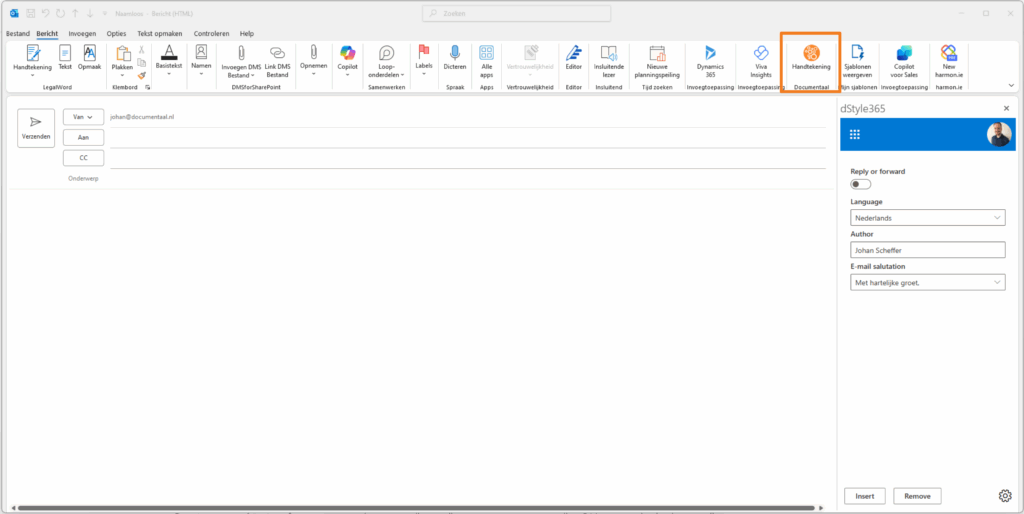 dStyle365/LegalWord365 Outlook ondertekening