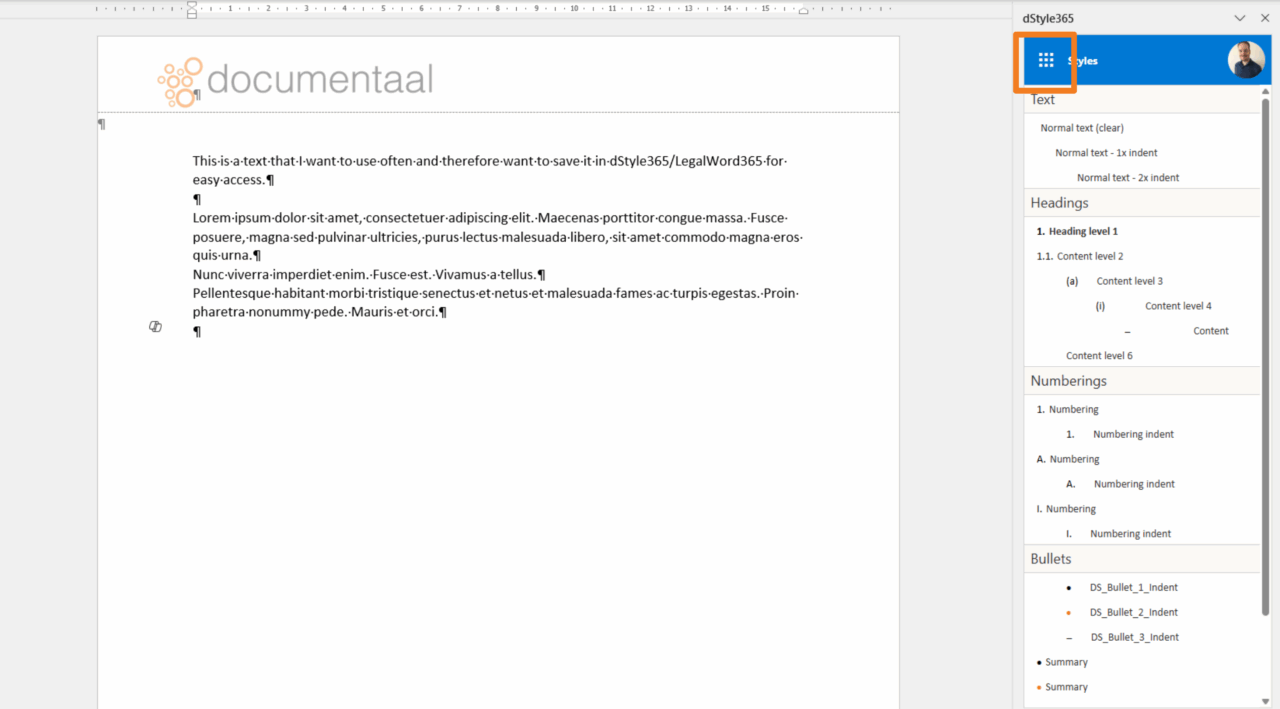 Stijlenpaneel functies