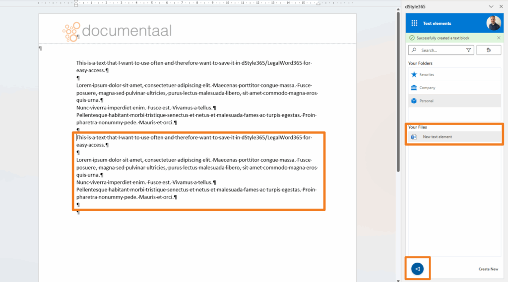 Tekstfragment invoegen