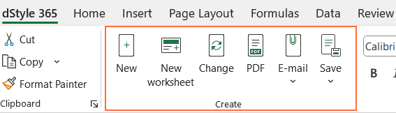 dStyle365 Excel ribbon