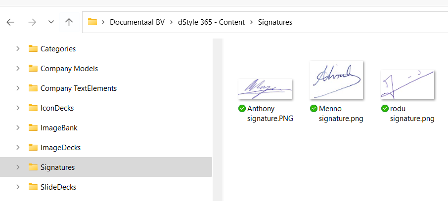 Contents Signatures folder