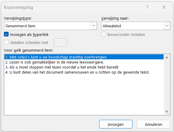 Cross-reference dialog box