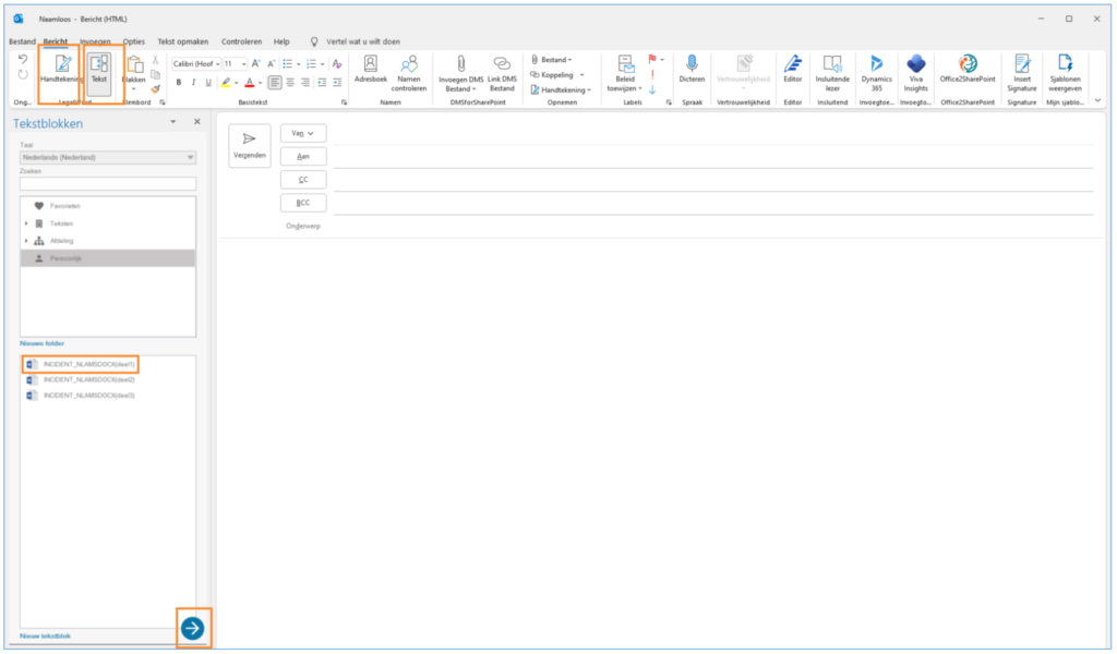 Mail opmaken met teksten