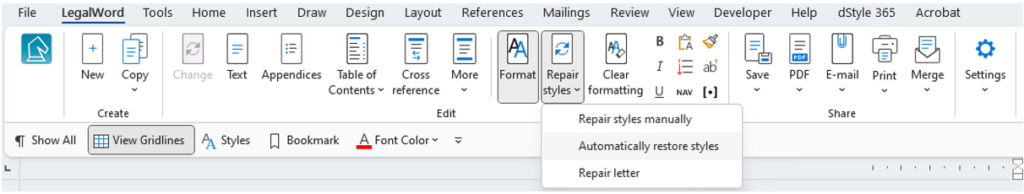 Automatically repair styles option