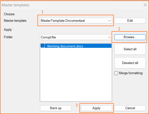 Copy MasterTemplate tool